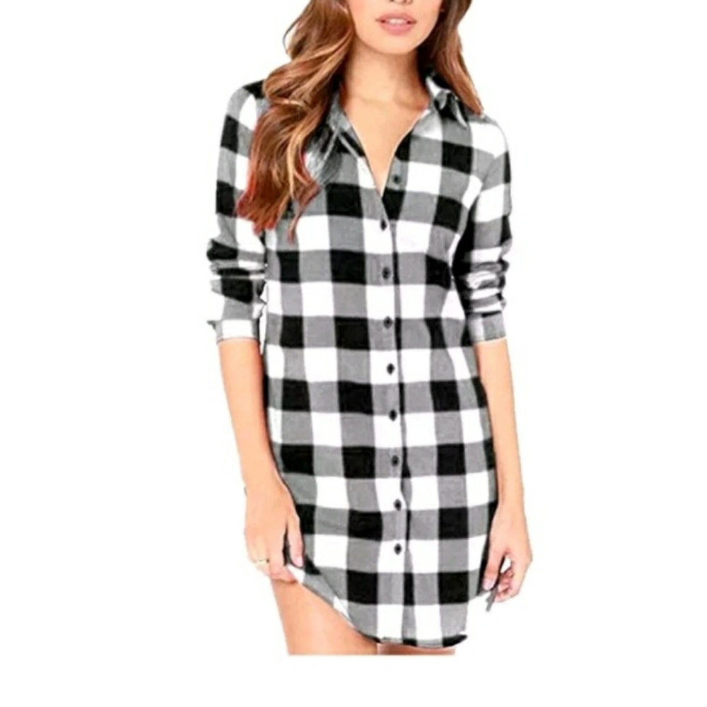 Zanzea Buffalo Plaid long flannel Sh
